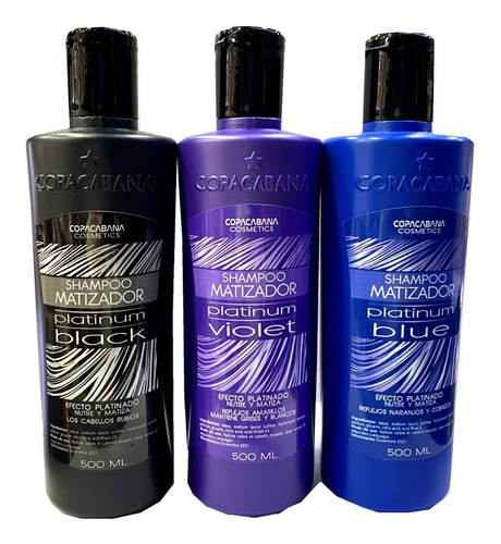 10 Shampoo Matizador Violet, Blue, Black 500ml Copacabana