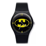 Reloj Batman Negro Amarillo Buen Regalo Hombre Niños 