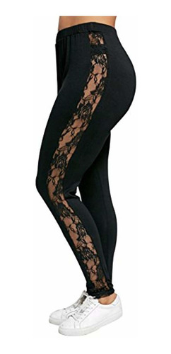 Focusnorm Womens Lace Hollow Leggings Floral