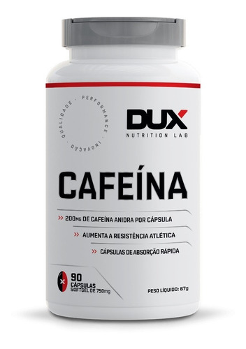 Cafeína Pura 200mg Por Cápsula - 90 Cápsulas - Dux Nutrition