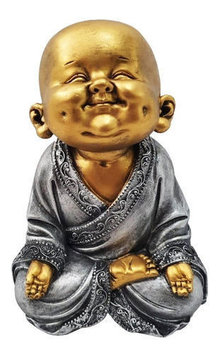 Buda Sorrindo Sorte Prosperidade Estátua Enfeite Em Resina