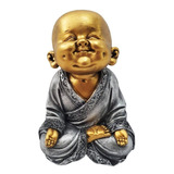 Buda Sorrindo Sorte Prosperidade Estátua Enfeite Em Resina