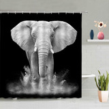 Cortina De Ducha Con Forma De Elefante Africano, Color Gris,