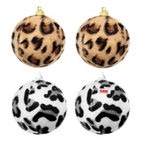 Set Bochas X4 Animal Print 7cm Bolas Adorno Árbol Navidad-cc