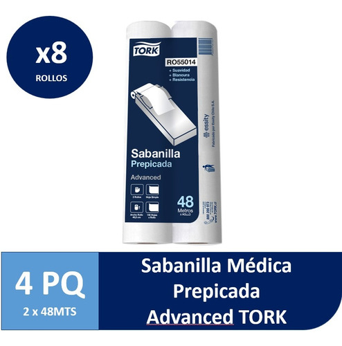 Sabanilla Médica Prepicada Advanced Tork 4 Paquetes 8 Rollos