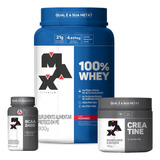 Combo 100% Whey 900g, Creatina 150g E Bcaa 60cp Max Titanium