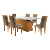 Conjunto Mesa Retangular Luna Com 6 Cadeiras Lunara Rufato