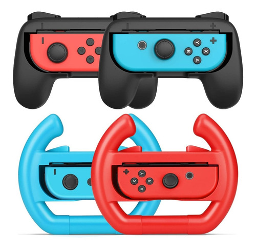 Kit Gamepad E Volante Grip Joy Con Controle Nintendo Switch