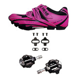 Combo Zapatilla Ciclismo Mtb Mujer + Pedales Slp P10 C/calas