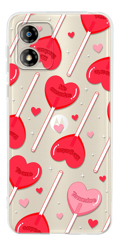 Funda Para Motorola Mujer Paletas Corazones Con Tu Nombre