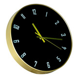 Reloj De Pared Nórdico Silencioso Negro Con Dorado P1210