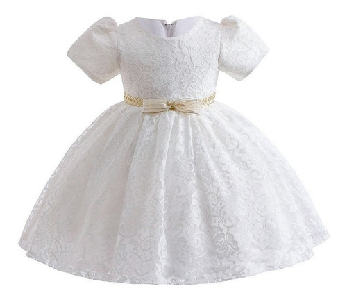 Vestido De Princesa Encaje Fiesta Niña Bautism Cumpleaño