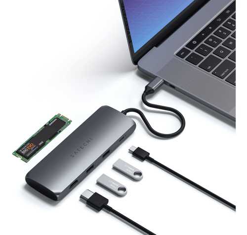 Satechi Adaptador Multipuerto Híbrido Usb-c: Se Adapta A Ssd