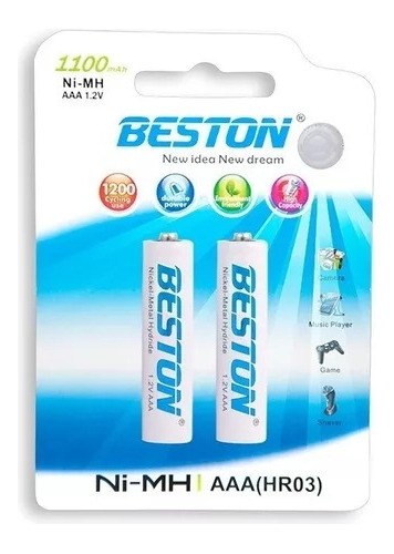 Baterias Aaa Recargable Beston 1.100mah 2 Pilas