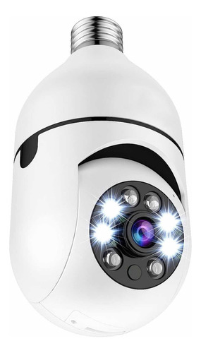 Câmera De Segurança Ip Wifi Espia Giratória Com Bocal E27 Cor Branco