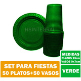 50 Platos Y 50 Vasos Descartables Colores Set Cumpleaños