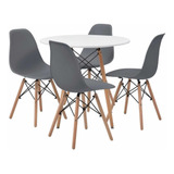 Set De Mesa +4 Sillas Eames Comedor Moderno Redondo Oferta