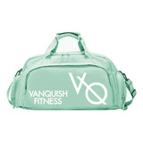 Mochila Deportiva Maleta Gym Viaje Vanquish Fitness V Q G Color Verde Con Blanco Diseño De La Tela Impermeable