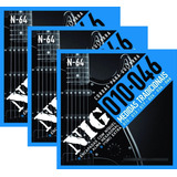 Kit 3 Encordoamentos Guitarra N64 Nig - 010