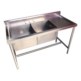 Tarja Doble Con Escurridor Industrial Acero Inox 140x60x90