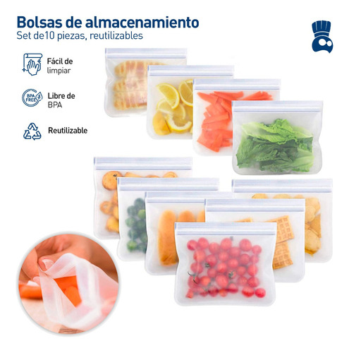 Bolsas De Almacenamiento Reutilizables Para Alimentos 10 Pzs