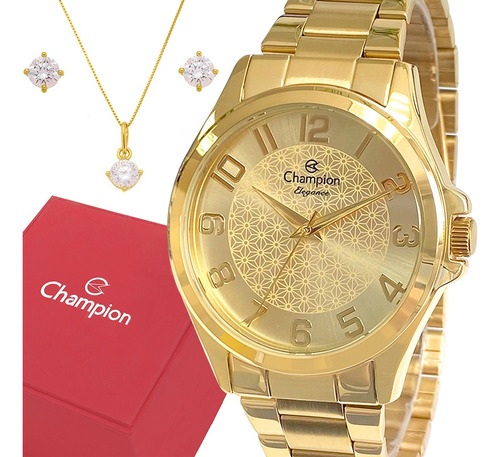 Relógio Champion Feminino Luxo Dourado Analógico Original