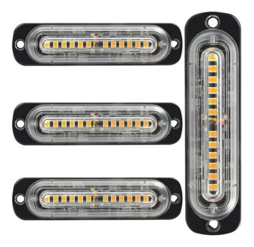 Kit 4 Estrobo Branco 12v 24v 10led Polícia Carro Ambulância