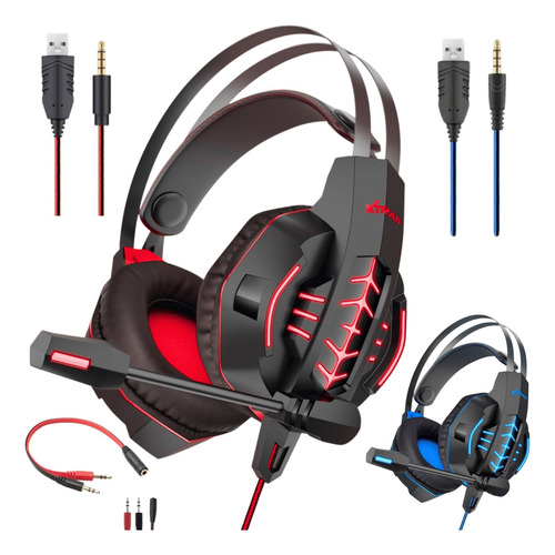 Fone De Ouvido Headset Gamer Pro Fio Com Luz Led P2 P3 Usb