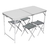 Set De Mesa Plegable + 4 Bancos  Green Sport