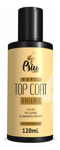 Top Coat Psiu Unha Em Gel Refil 120ml Fibra E Acrílico