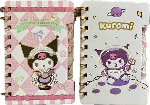 Libreta Kuromi Tapa Dura Con Divisiones Sanrio Espiralado 