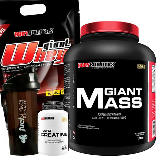 Kit Whey Protein + Hipercalórico + Creatina + Coqueteleira