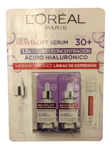 Sérum L'oréal Revitalift Ácido Hialurónico 2 Pzas De 30 Ml