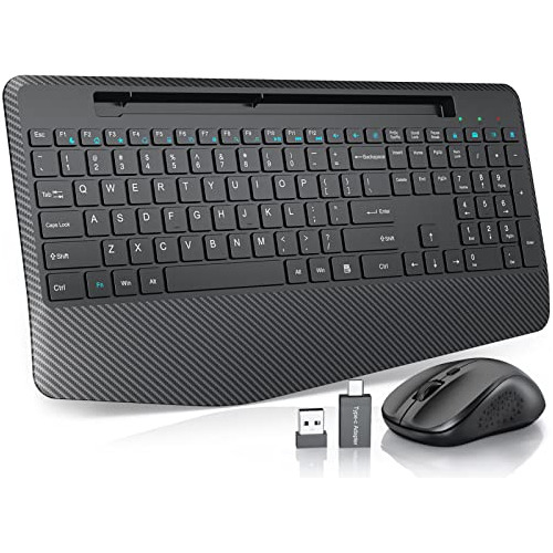 Teclado Y Mouse Inalámbricos, Combo Ergonómico De 2.4...