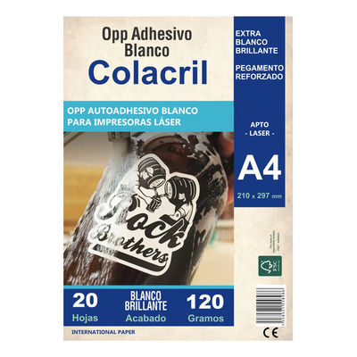 Opp Vinilo Blanco Autoadhesivo A4 Papel Apto Laser X20 | Envío gratis