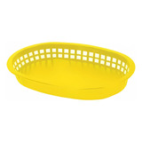 Paquete 12 Canastillas Ovaladas 27x17.5 Cm Plastico Amarillo