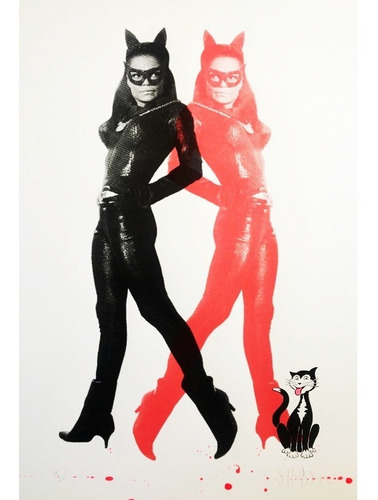 Adesivo Pop Art Retrô- Mulher Gato - Art Decor 33 Cm X 48 Cm