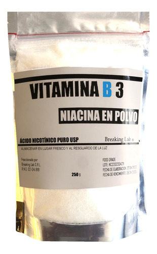 Vitamina B3 Pura En Polvo Acido Nicotinico 250 Gramos