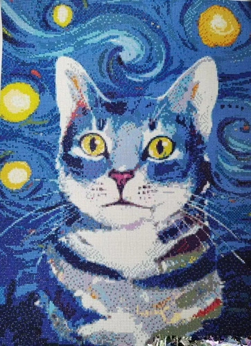 Pintura Com Diamante 5d Diy 50x70 Gato Galactico Pb038