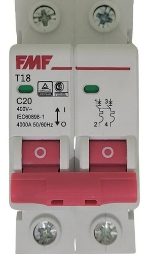 Termomagnetica 2x20 Bipolar Interruptor Electrico 20 A