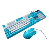 Kit Teclado E Mouse Profissional Gamer Led Rgb Dw-450 Azul