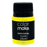 Tinta Facial Neon Amarela Liquida C/ 12 Potes De 25 Ml Cada Cor Do Blush Amarelo