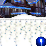 Cascata 400 Led Fixo Azul 10m Iluminação Para Festa Natal