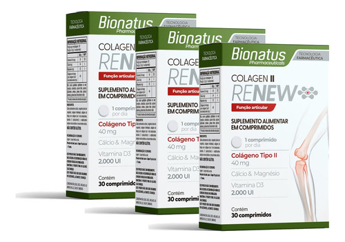 3x Collagen Renew Tipo 2 Hidrolisado Bionatus Colágeno