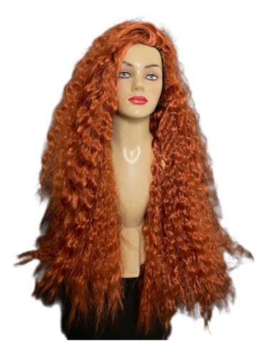 Peruca Wig Merida Cosplay Ruiva Cacheada Longa Premium