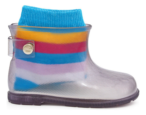 Bota Galocha Transparente Infantil Feminina Meia Colorida Bl