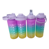 3 Botella De Agua Premium Degrade Motivacional Con Stickers