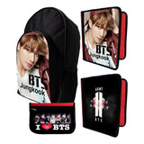 Mochila +2 Carpetas+ Cartu De Bts Jungkook K-pop #344