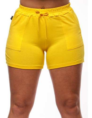 Short Jeans Cintura Alta Curto Com Bolso Confortável Barato