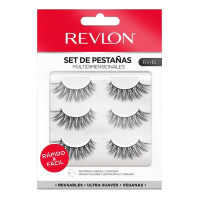 Pack X3 Pares De Pestañas Rv-15 Color Negro Modelo 3 Revlon Negro Modelo 3 2 Mm 2 Mm | Envío gratis